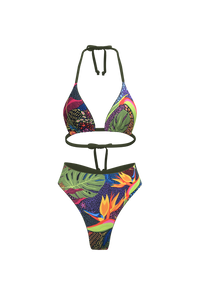 Isla Brava high waist bikini | Reversible Olive green
